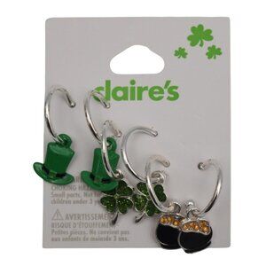 Claires St Patricks Day Earrings Set Leprechaun Hat Shamrock Pot Of Gold Charms